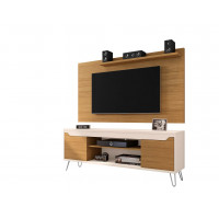 Manhattan Comfort 221-217BMC122 Baxter 62.99 Mid-Century Modern TV Stand and Liberty Panel with Media and Display Shelves in Cinnamon and Off White
